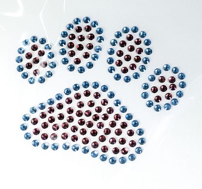 Zampa grande toppa termoadesiva strass blu e rosa