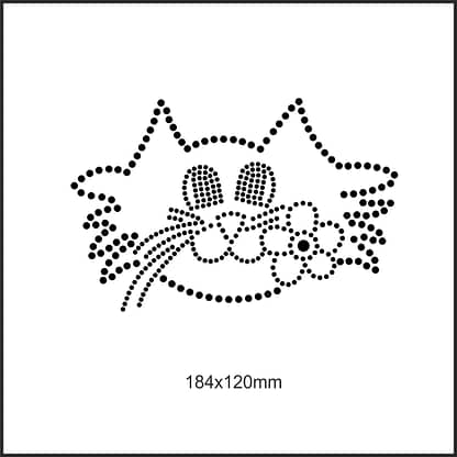 Disegno faccia gatto ka con fiore per toppa iron on